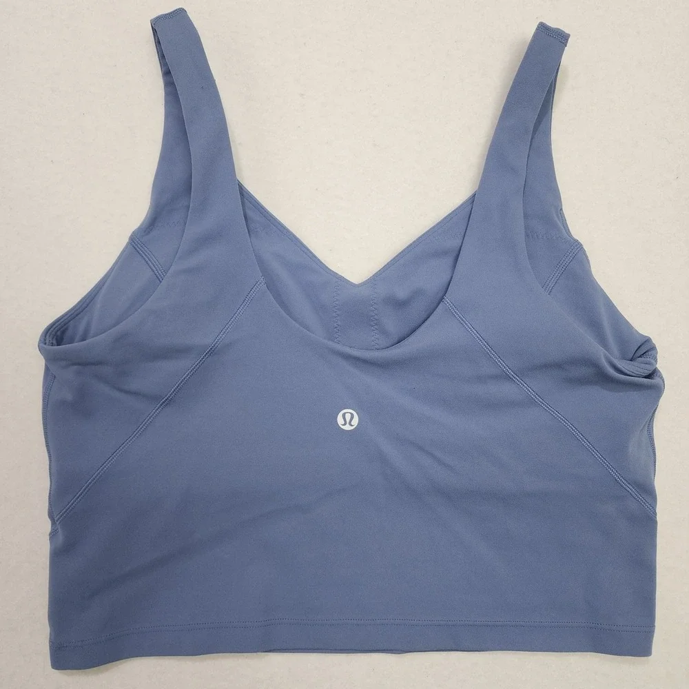 Lululemon Align Tank Top Womens 10 Blue V-Neck Light Support Athletic Cropped